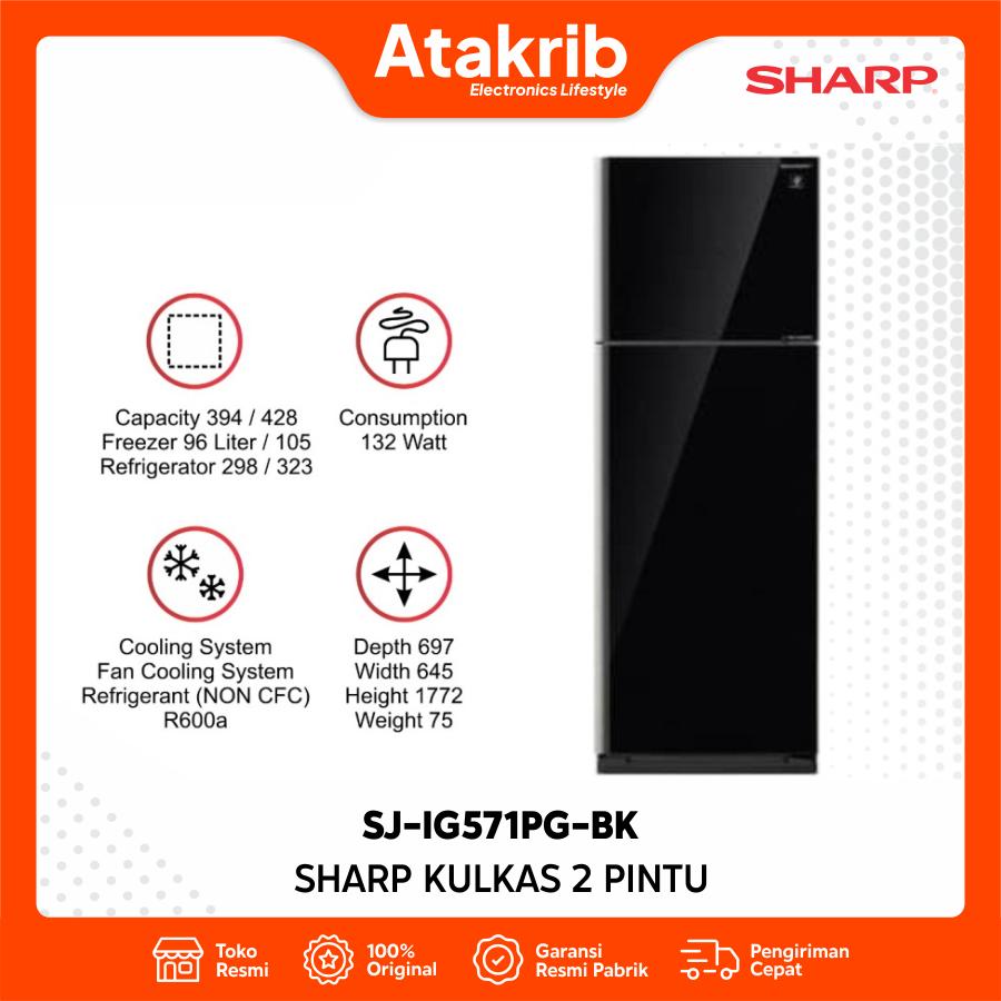 SHARP KULKAS 2 PINTU BIG SJ-IG571PG-BK 