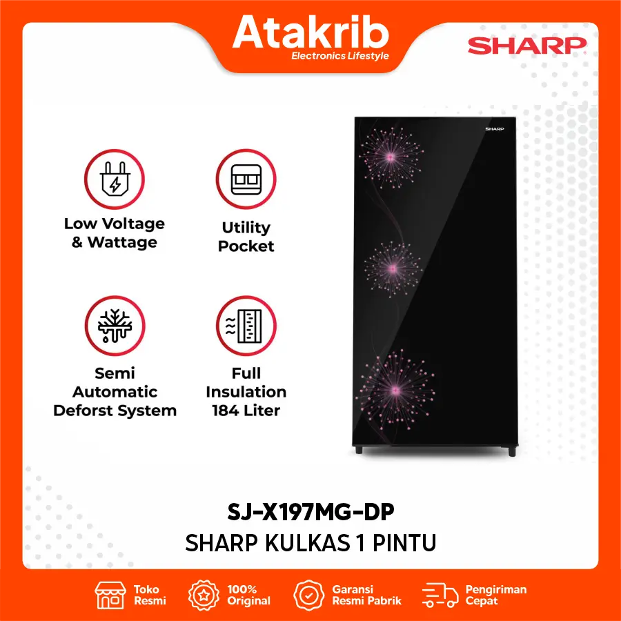 SHARP KULKAS 1 PINTU SJ-X197MG-DP 
