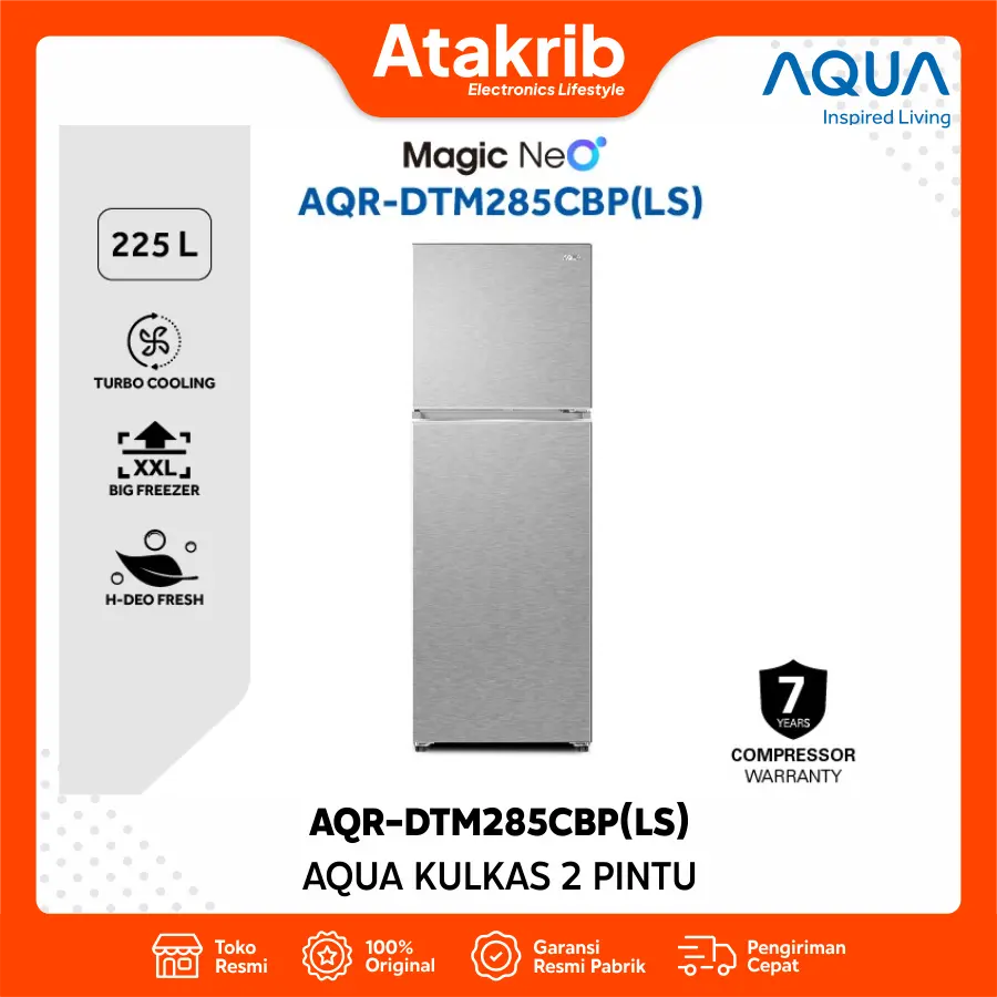 AQUA KULKAS 2 PINTU SMALL AQR-DTM285CBP(LS) 