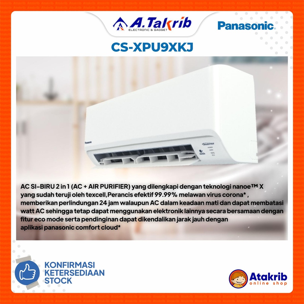 PANASONIC AC INVERTER 1 PK CS-XPU9XKJ 