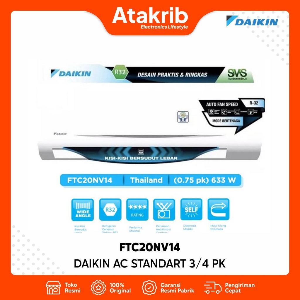 DAIKIN AC STANDART 3/4 PK FTC20NV14 