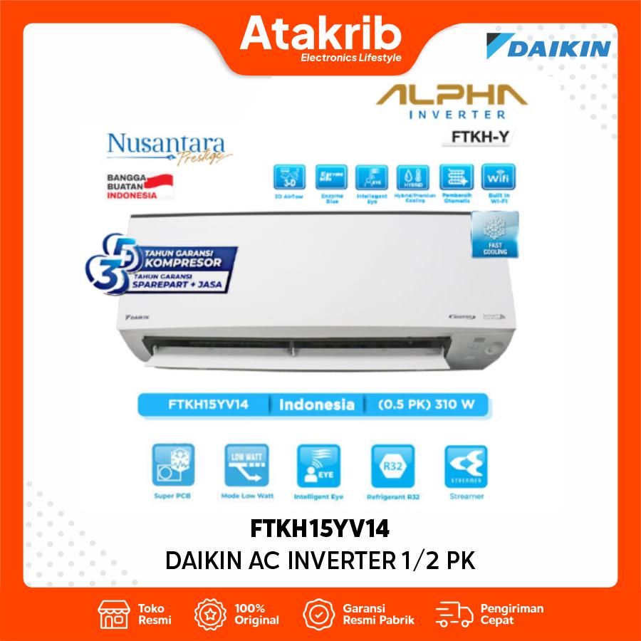 DAIKIN AC INVERTER 1/2 PK FTKH15YV14 