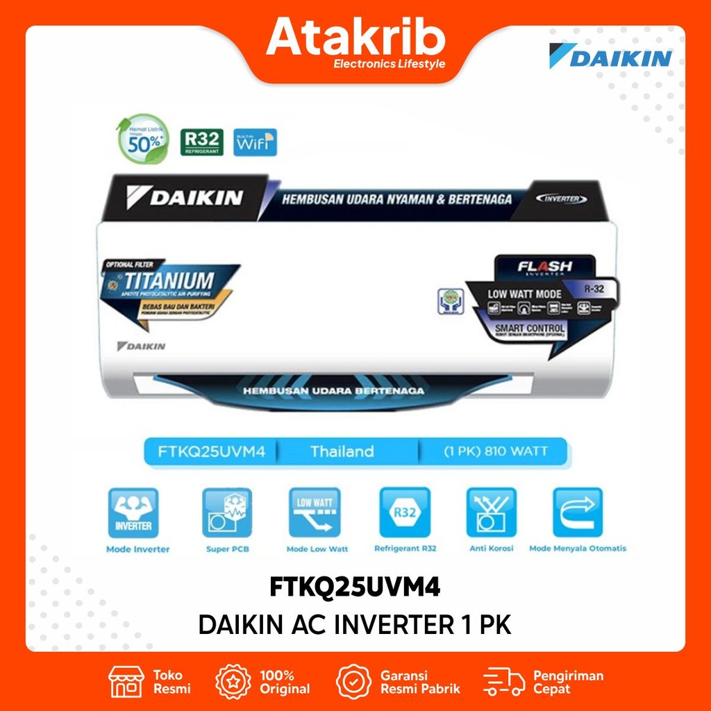 DAIKIN AC INVERTER 1 PK FTKQ25UVM4 