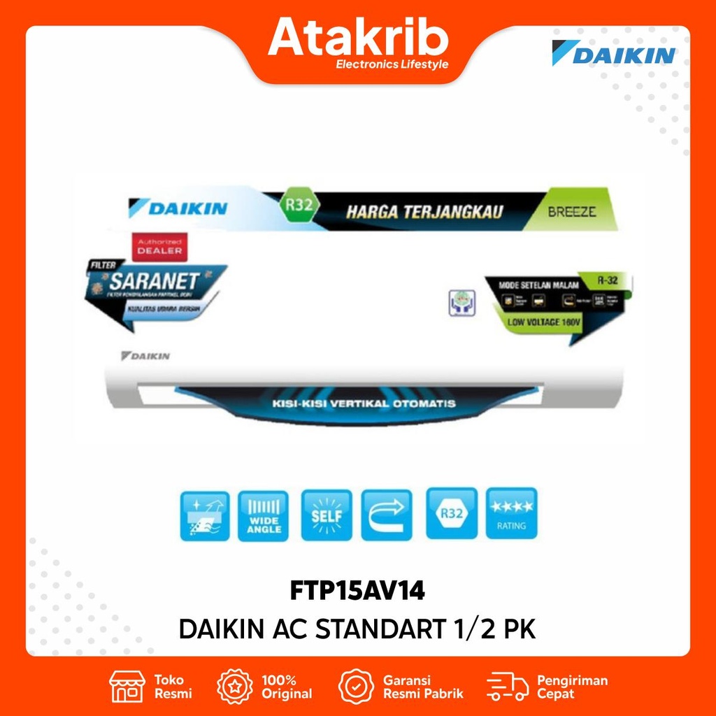 DAIKIN AC STANDART 1/2 PK FTP15AV14 
