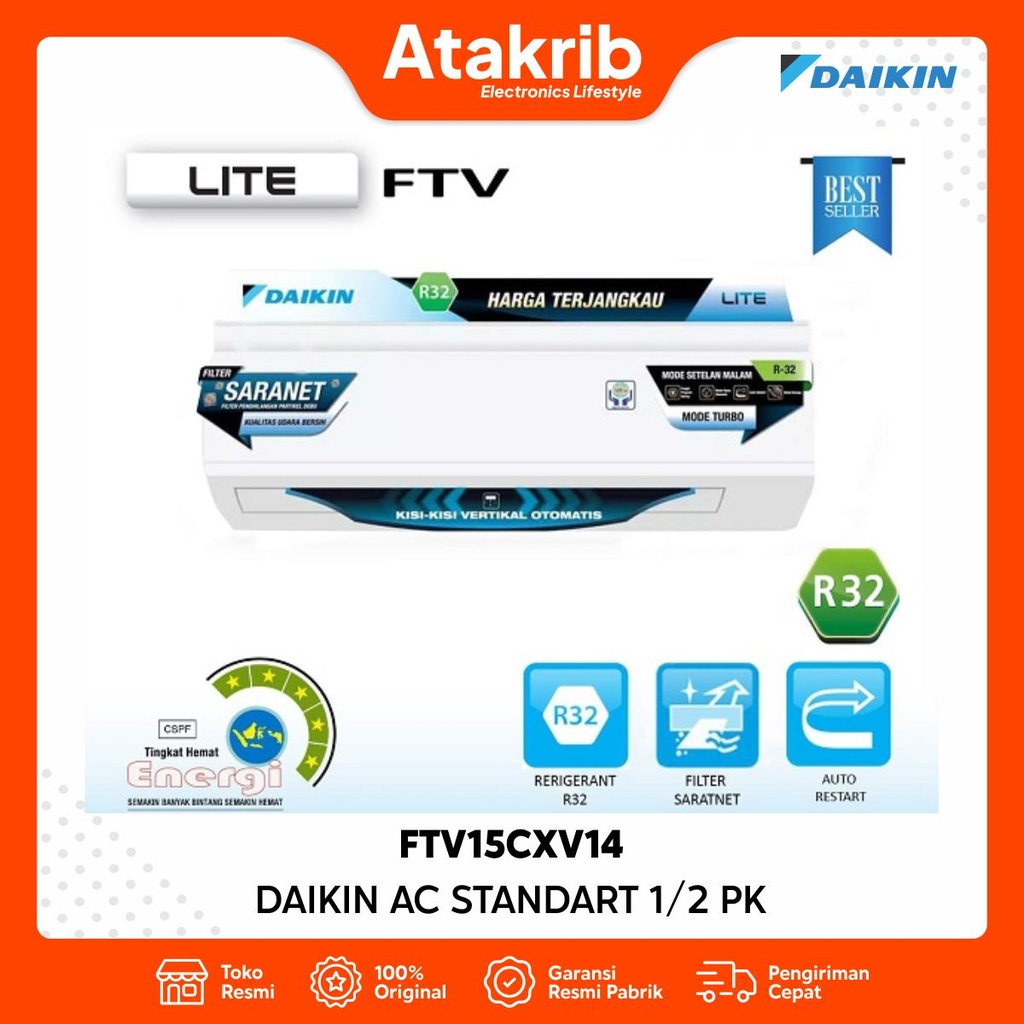 DAIKIN AC STANDART 1/2 PK FTV15CXV14 
