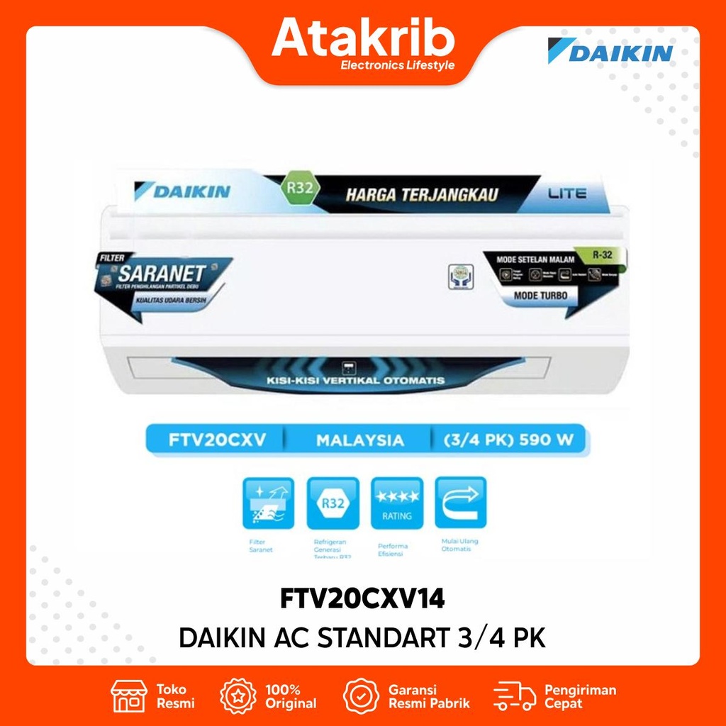 DAIKIN AC STANDART 3/4 PK FTV20CXV14 