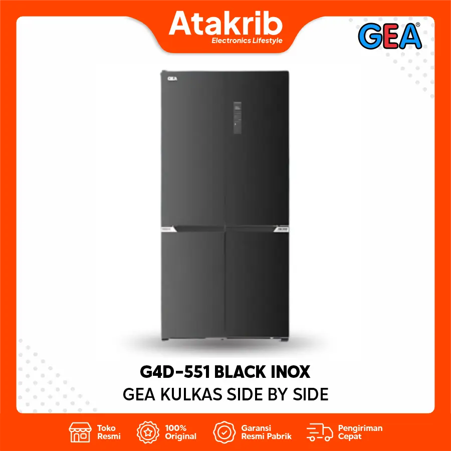 GEA KULKAS SIDE BY SIDE G4D-551 BLACK INOX 