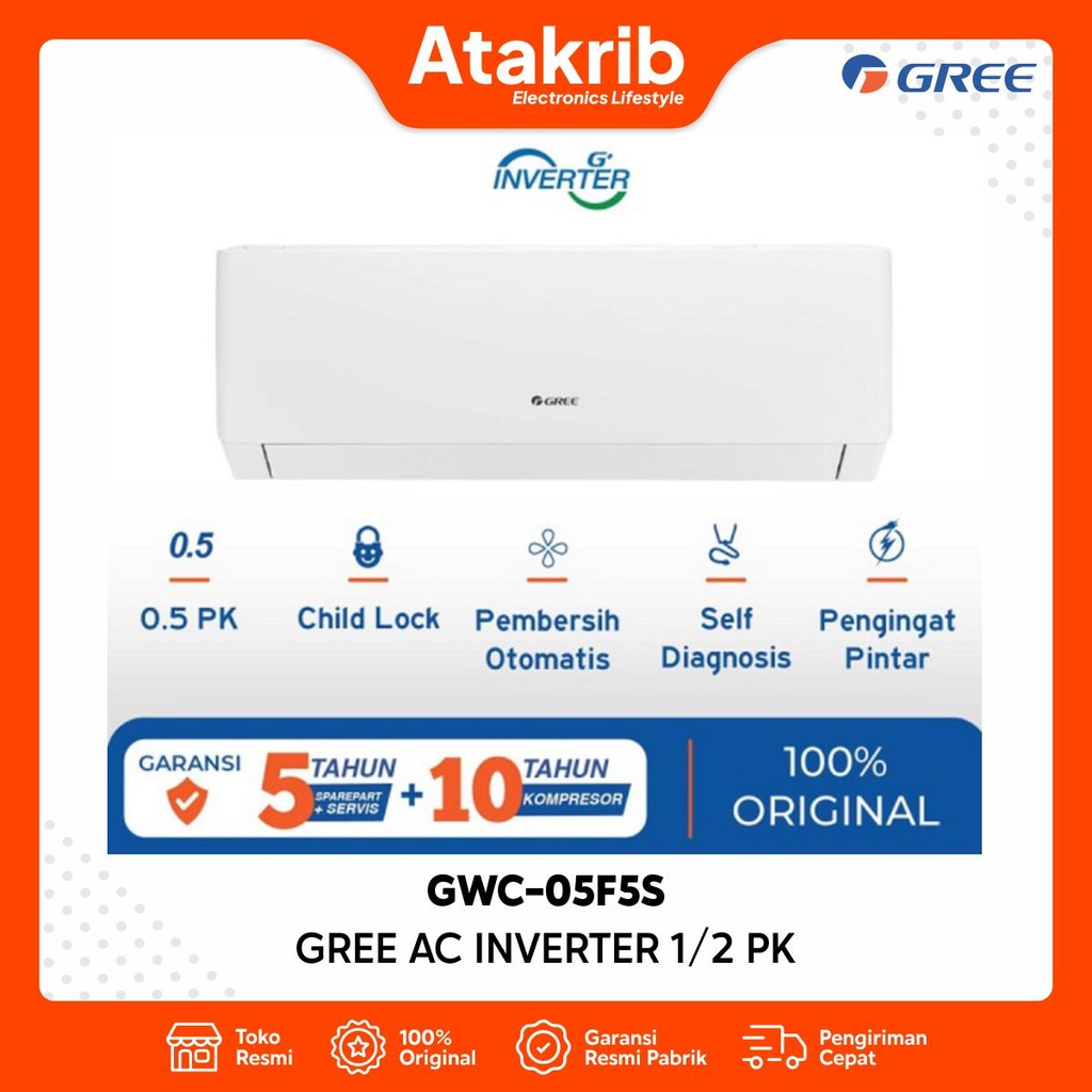GREE AC INVERTER 1/2 PK GWC-05F5S-I 