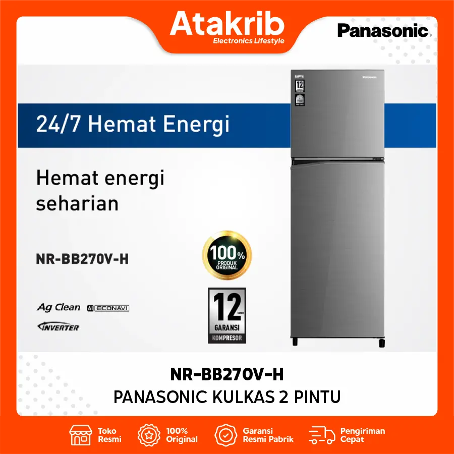 PANASONIC KULKAS 2 PINTU SMALL NR-BB270V-H 