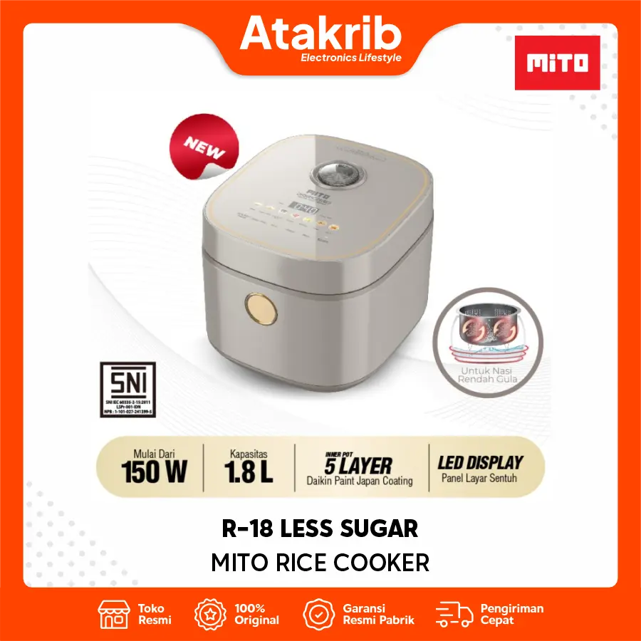 MITO RICE COOKER R-18 LESS SUGAR 