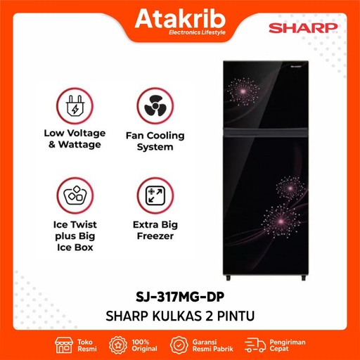SHARP KULKAS 2 PINTU SMALL SJ-317MG-DP 