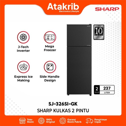 SHARP KULKAS 2 PINTU SMALL SJ-326SI-GK 