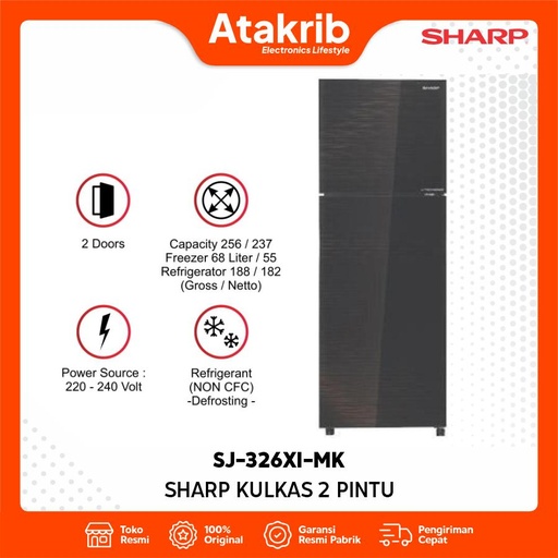 SHARP KULKAS 2 PINTU SMALL SJ-326XI-MK 