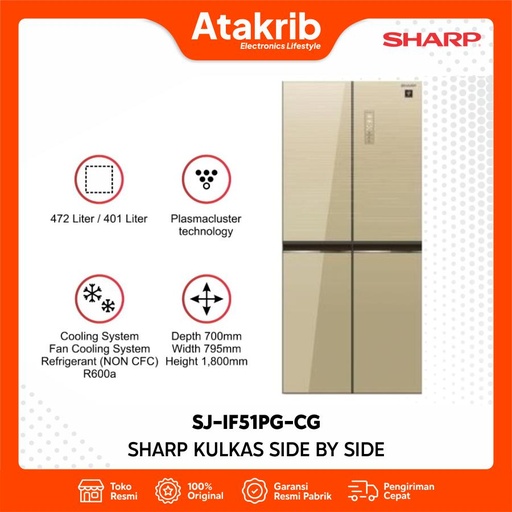 SHARP KULKAS MULTI DOOR SJ-IF51PG-CG 