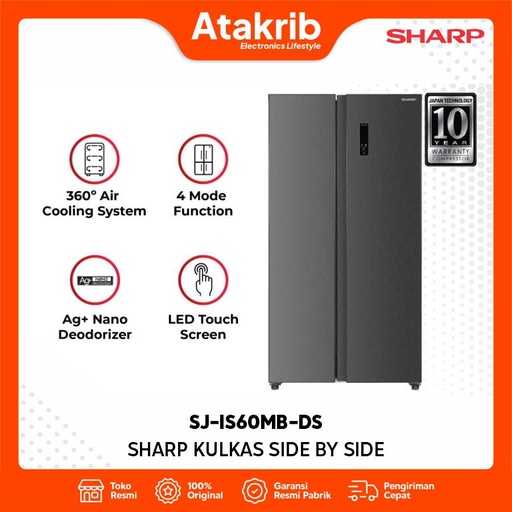 SHARP KULKAS SIDE BY SIDE SJ-IS60MB-DS 