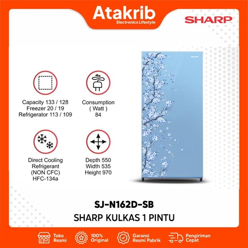 SHARP KULKAS 1 PINTU SJ-N162D-SB 