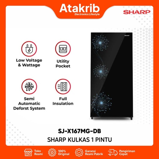 SHARP KULKAS 1 PINTU SJ-X167MG-DB 