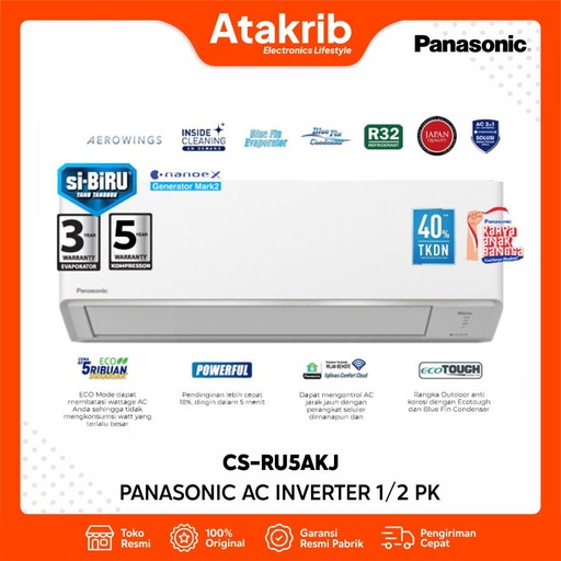 PANASONIC AC INVERTER 1/2 PK CS-RU5AKJ 