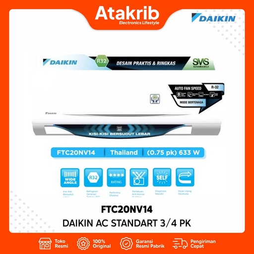 DAIKIN AC STANDART 3/4 PK FTC20NV14 