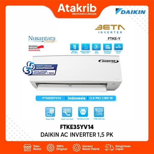 DAIKIN AC INVERTER 1,5 PK FTKE35YV14 