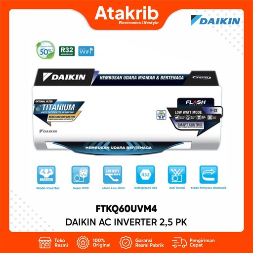DAIKIN AC INVERTER 2,5 PK FTKQ60UVM4 