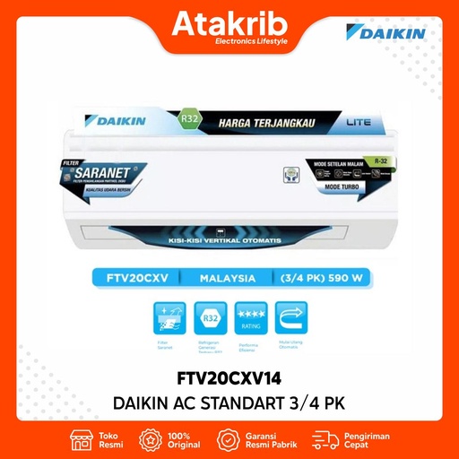 DAIKIN AC STANDART 3/4 PK FTV20CXV14 