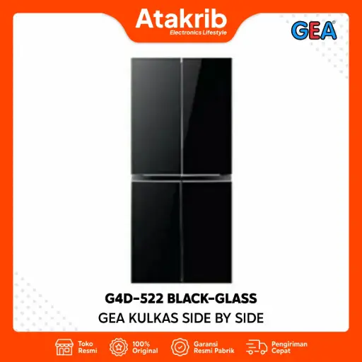 GEA KULKAS SIDE BY SIDE G4D-522 BLACK-GLASS 