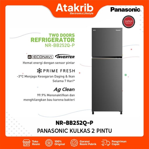 PANASONIC KULKAS 2 PINTU SMALL NR-BB252Q-P 