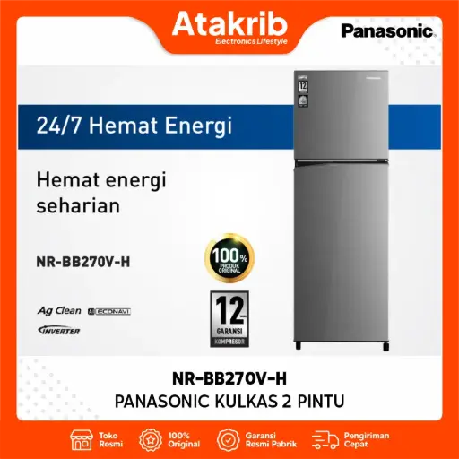 PANASONIC KULKAS 2 PINTU SMALL NR-BB270V-H 