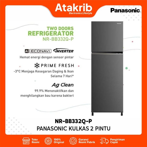 PANASONIC KULKAS 2 PINTU SMALL NR-BB332Q-P 