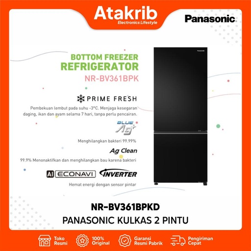 PANASONIC KULKAS 2 PINTU BIG NR-BV361BPKD 