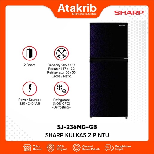 SHARP KULKAS 2 PINTU SMALL SJ-236MG-GB 