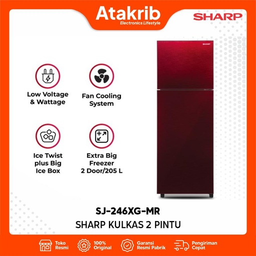 SHARP KULKAS 2 PINTU SMALL SJ-246XG-MR 