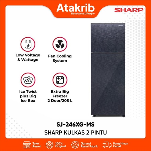 SHARP KULKAS 2 PINTU SMALL SJ-246XG-MS 