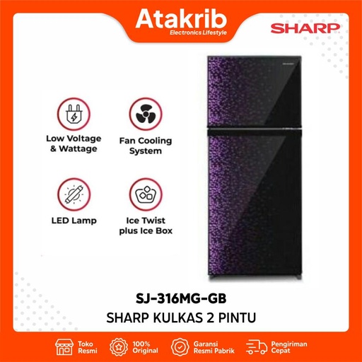 SHARP KULKAS 2 PINTU SMALL SJ-316MG-GB 